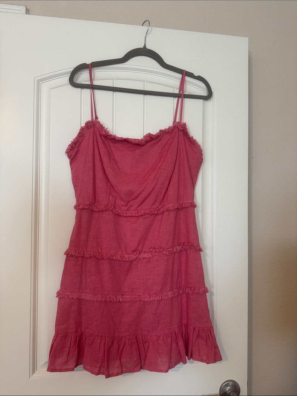 The Impeccable Pig Pink Ruffled Tiered Mini Dress